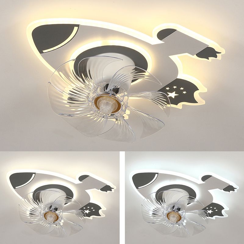 Nordic Style Ceiling Fan Lamp Rocket Shape Ceiling Fan Light for Children's Room