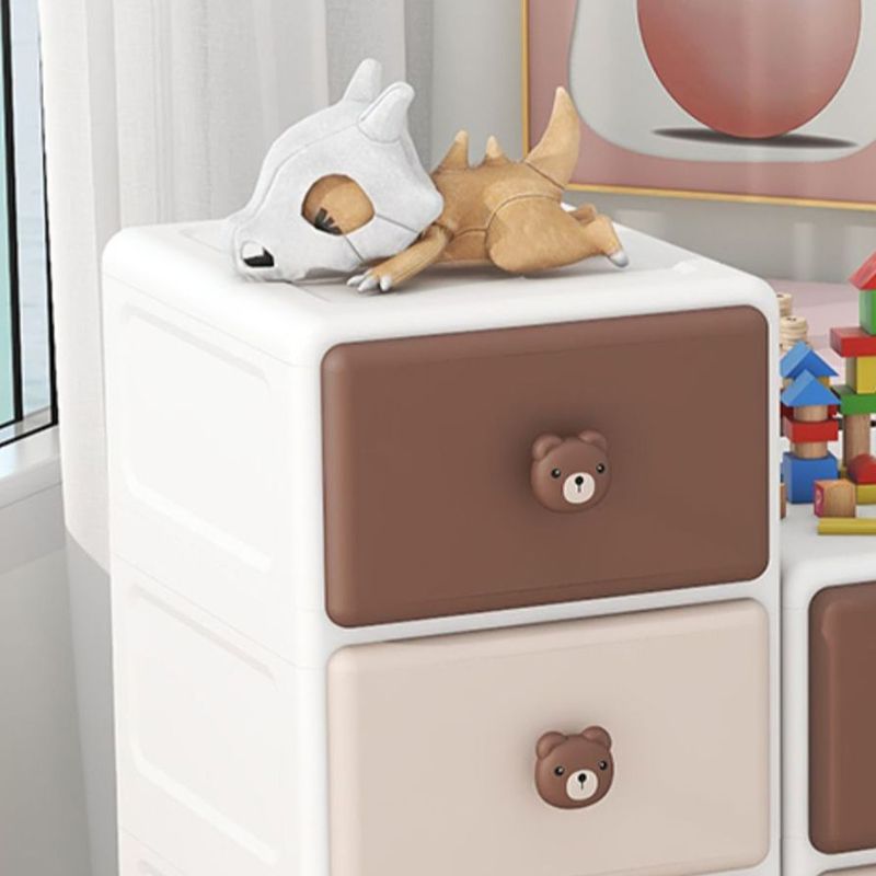 Modern Vertical Kids Nightstand Plastic Nursery Dresser for Home