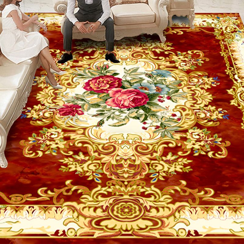Vintage bloemen gedrukt tapijt multi -kleuren polypropyleen binnen vloerkleed gemakkelijk verzorgingspetvriendelijk wasbaar wasbaar gebied tapijt voor woonkamer