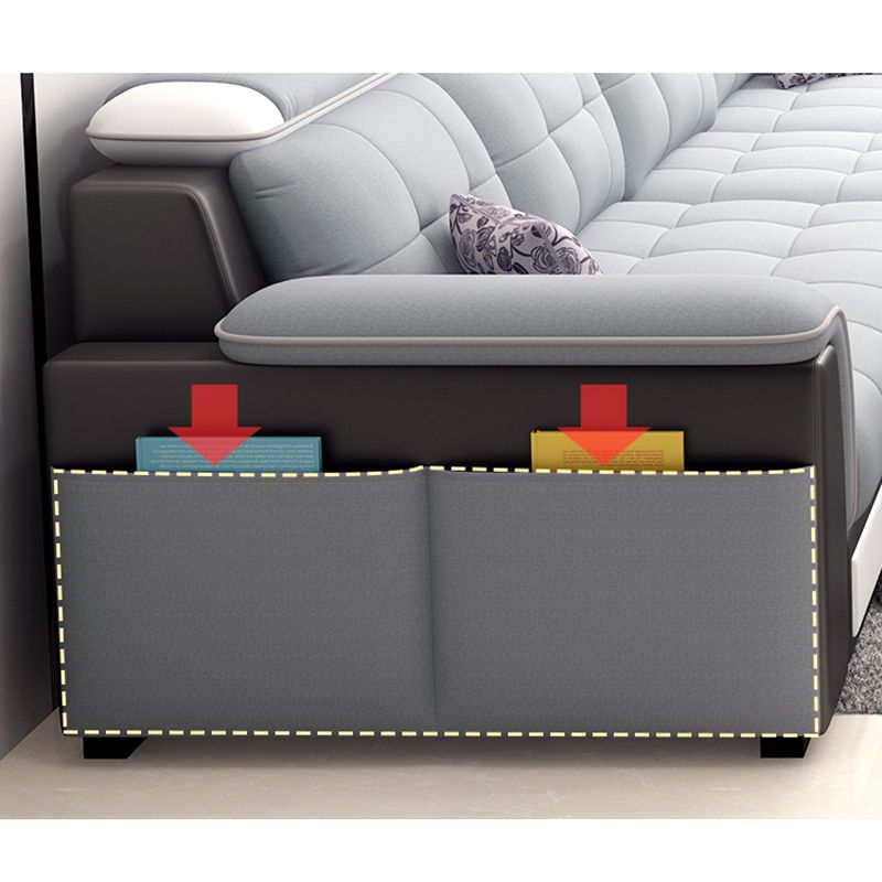 Modern Pillow Back Cushions Sectional 4-Seater Sofa with Storage
