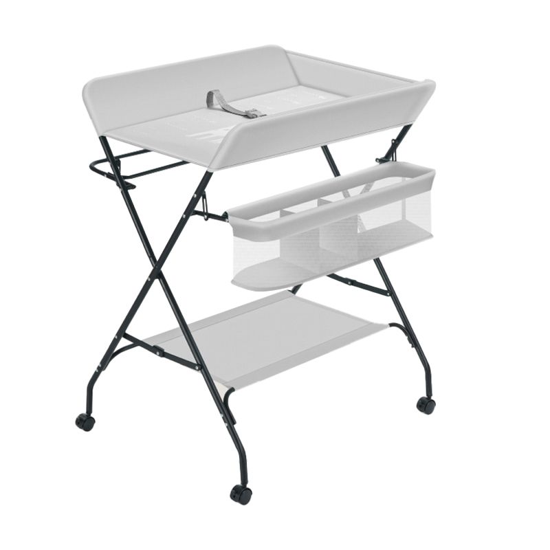 Modern Metal Baby Changing Table Flat Top Changing Table With Safety Rails