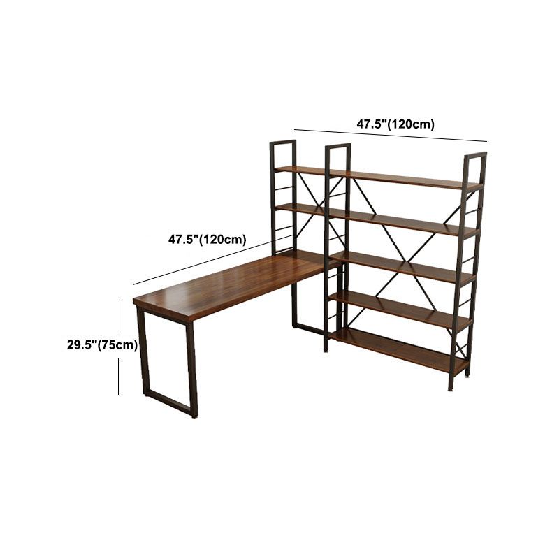 Solid Wood L-Shape Writing Desk Modern Office Meeting Desk Office with Bookshelf