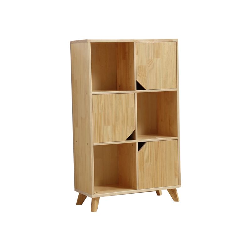 Modern Style Rectangular Bookshelf Closed Back Solid Wooden Natural Bookcase