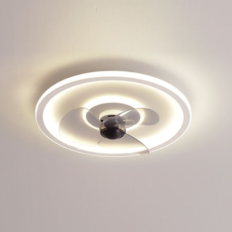 Circular Dinner Ceiling Fan Light Metal Minimalist LED Flush Mount Ceiling Lighting