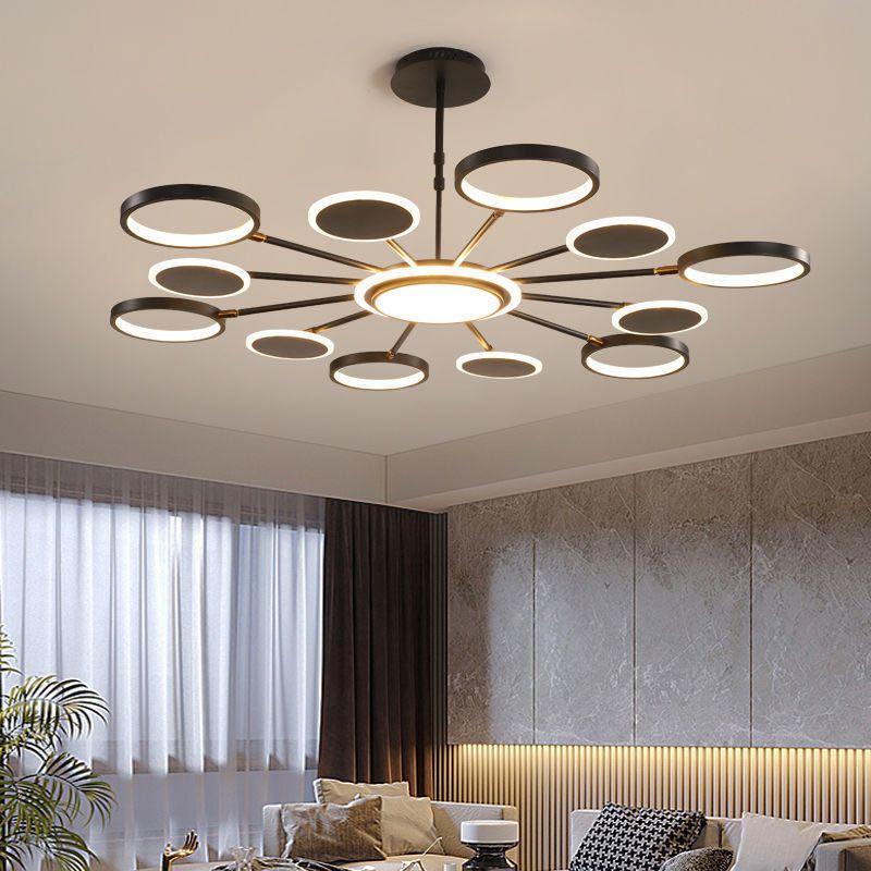 Modern Style Chandelier Lighting Fixtures Round Metal Hanging Chandelier