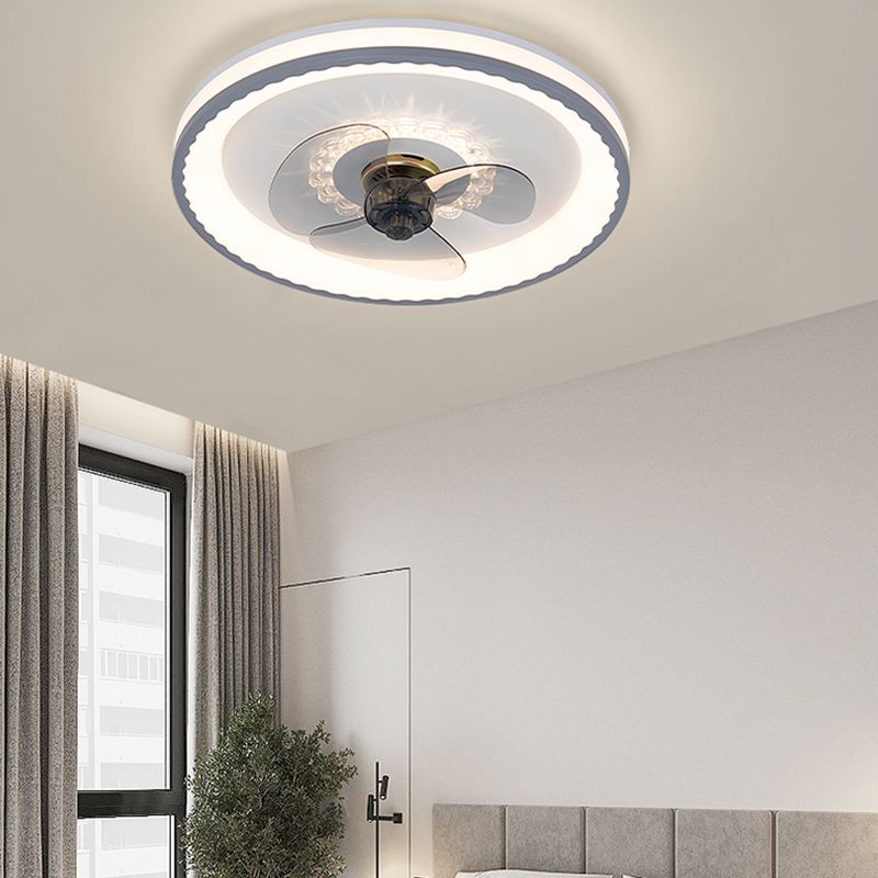 Metal Round Shape Ceiling Fans Modern Style Single Light Ceiling Fan Fixtures