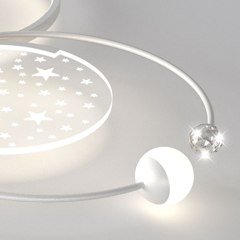 Modern LED Metal Flush Mount Circle Shape Ceiling Light with Acrylic Shade for Living Room