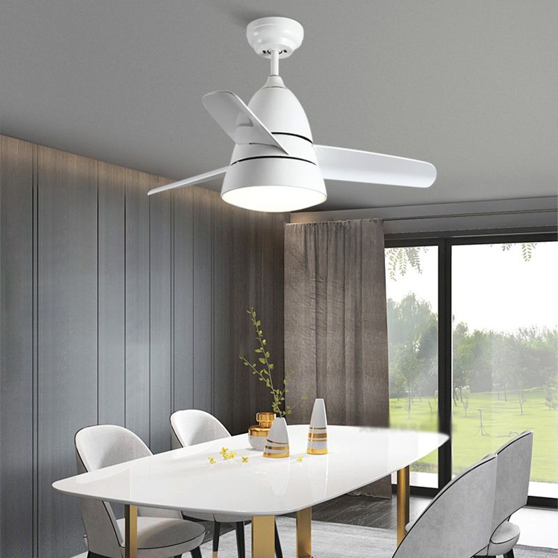 Nordic Conical Hanging Fan Light Acrylic Shade LED Semi Flush Mount Lamp