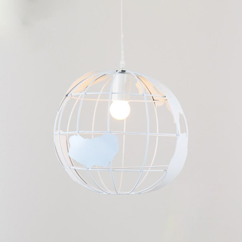 Iron Wireframe Globe Pendant Light Industrial 1 Bulb Restaurant Ceiling Suspension Lamp