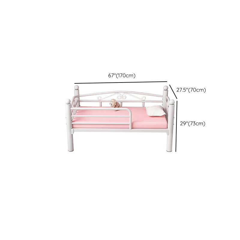 Metal Nursery Crib White Industrial Nursery Bed with Guardrail