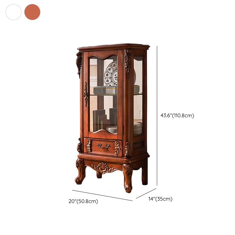 Traditional Curio Cabinet Wood Glass Doors Hutch Buffet for Dining Room