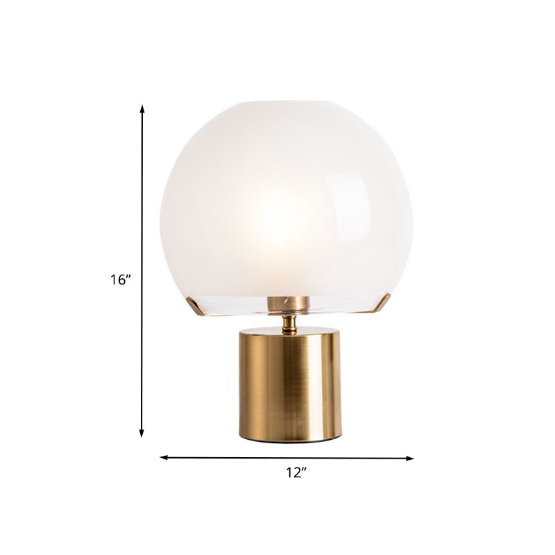 Gold Finish gewölbter Tischbeleuchtung Post moderne Eins Lichtmilch weiße Glas Nachtlampe