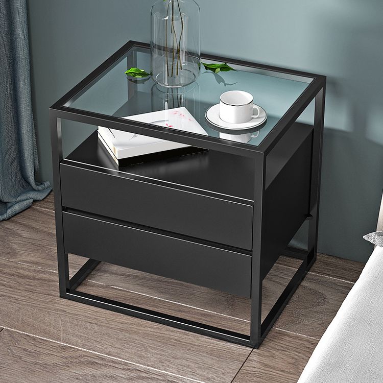 Solid Wood Bed Nightstand Contemporary Bedside Cabinet with Drawers