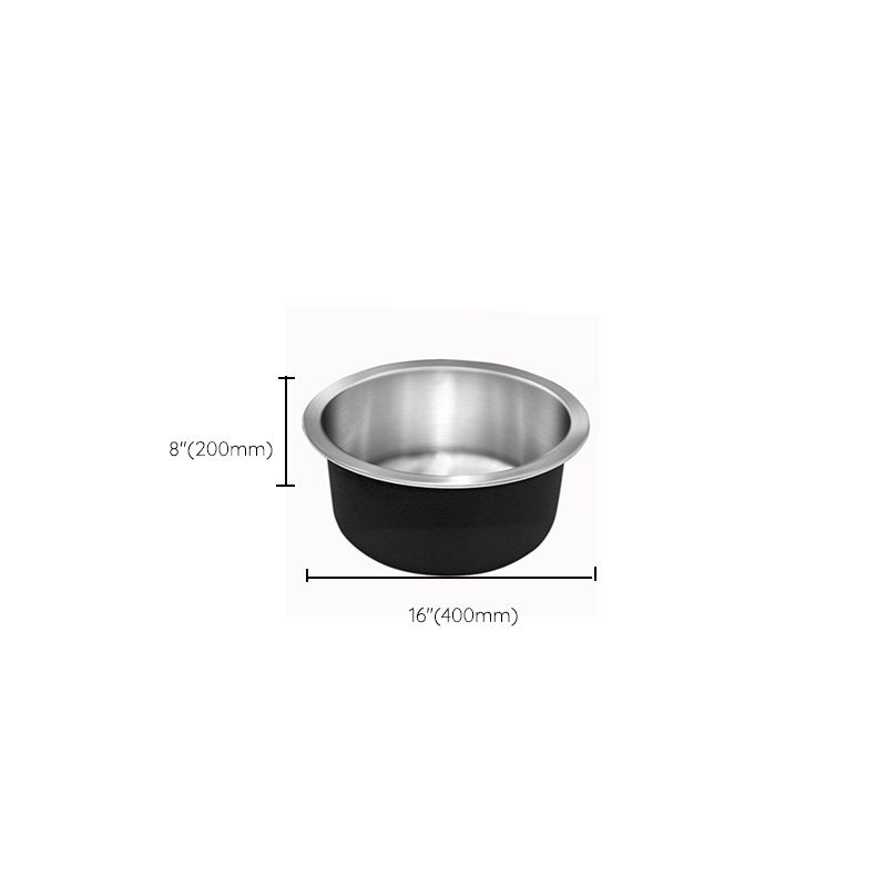 Contemporary Single Bowl Kitchen Sink Round Stainless Steel Sink with Drain Strainer Kit