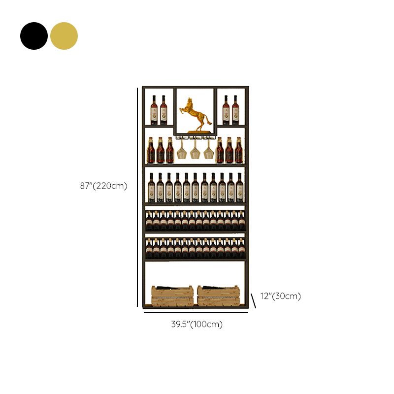 Floor Wine Rack Modern Metal Wine Bottle & Glass Rack for Dining Room