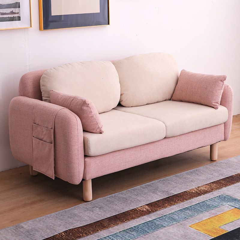 Contemporary Square Arm Sofa Linen Standard Sofa for Living Room, Apartment