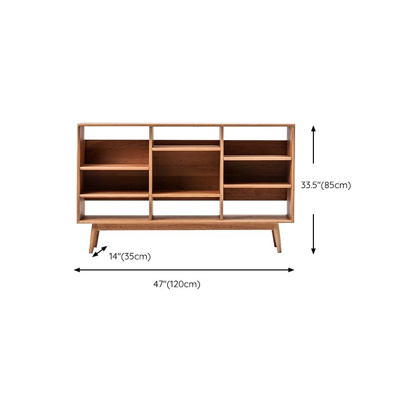 Industrial Open Back Bookshelf Freestanding Wood Book Shelf with Storage Space