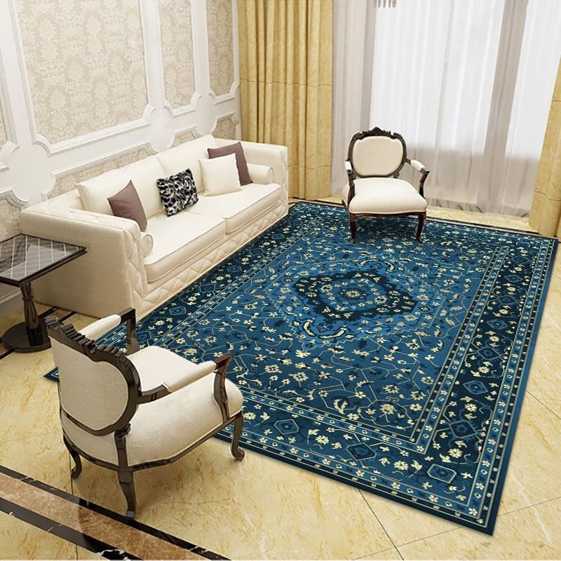 Shabby Chic Medallion Print Rug Polyester Carpet Stain Resistant Indoor Carpet for Living Room