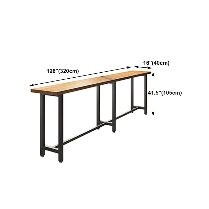 Wood Natural Bistro Accent Dining Table Modern Rectangle Footrest Pub Table