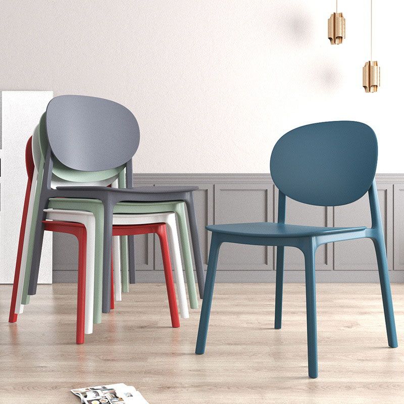 Contemporary Style Stackable Chair Kitchen Armless Chair with Plastic Legs