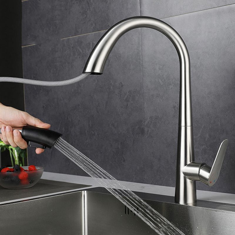 Modern Style Kitchen Faucet 304 Stainless Steel Single Handle Gooseneck Kitchen Faucet