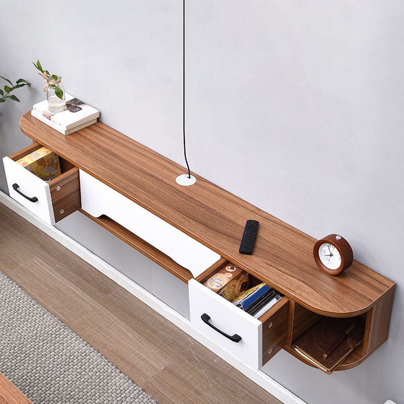 Wall Mounted Floating TV Media Console , Solid Wood Modern TV Console