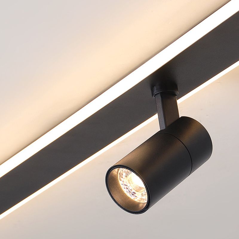 Metal LED Flush Mount in Black / White Finish Contemporary Ceiling Track Fixture