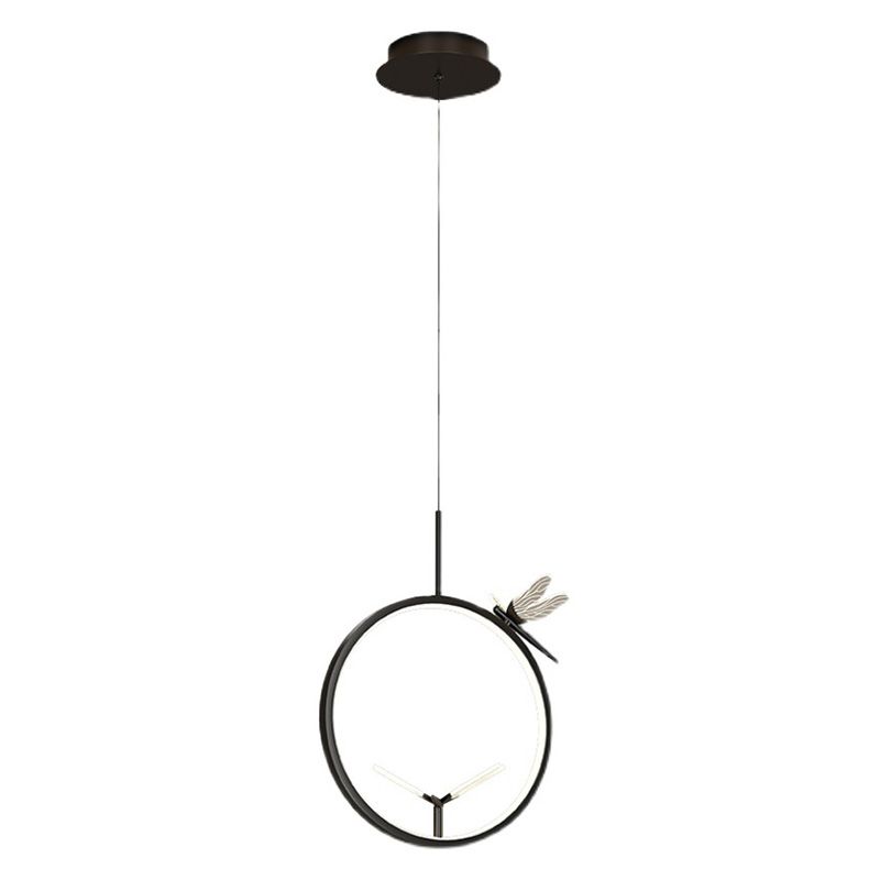 Ring and Dragonfly LED Pendant Artistic Simple Acrylic Bedside Hanging Light Fixture