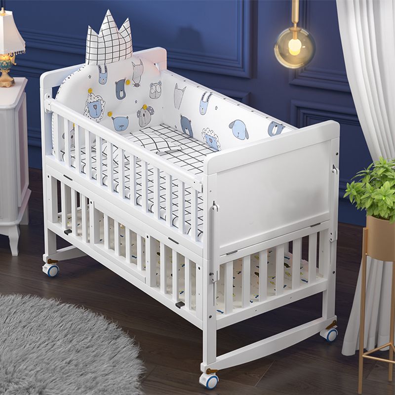 Scandinavian Wood Baby Crib Toddler Guard Rails Included Nursery Bed