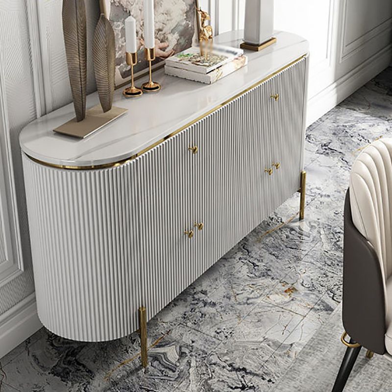 Glam Engineered Wood Sideboard Faux Marble Countertop Credenza with Drawer for Living Room