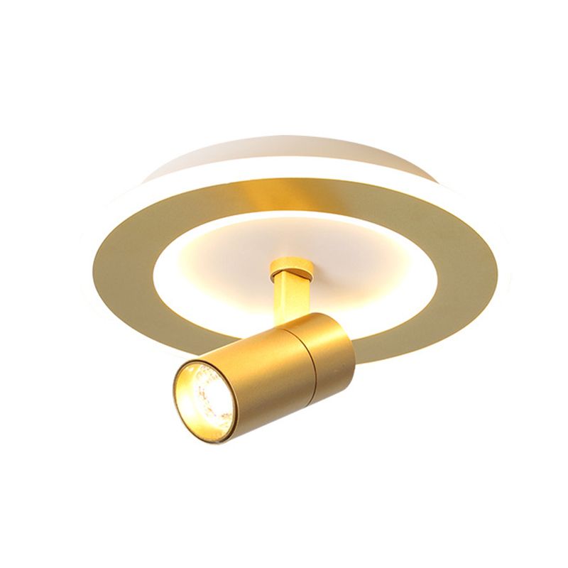 1-Light LED Semi Flush Mount in Modern Concise Style Metal Indoor Ceiling Light in Gold