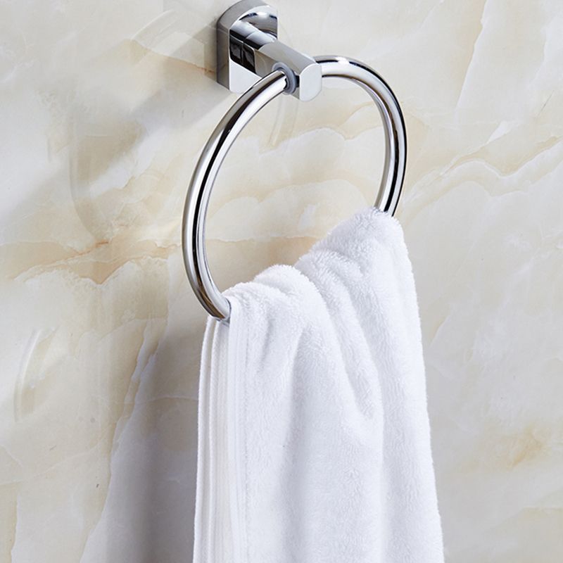 Contemporary Bathroom Accessories Hardware Set In Silver Metal