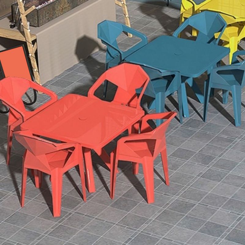 Contemporary Water Resistant Patio Table Plastic with Umbrella Hole