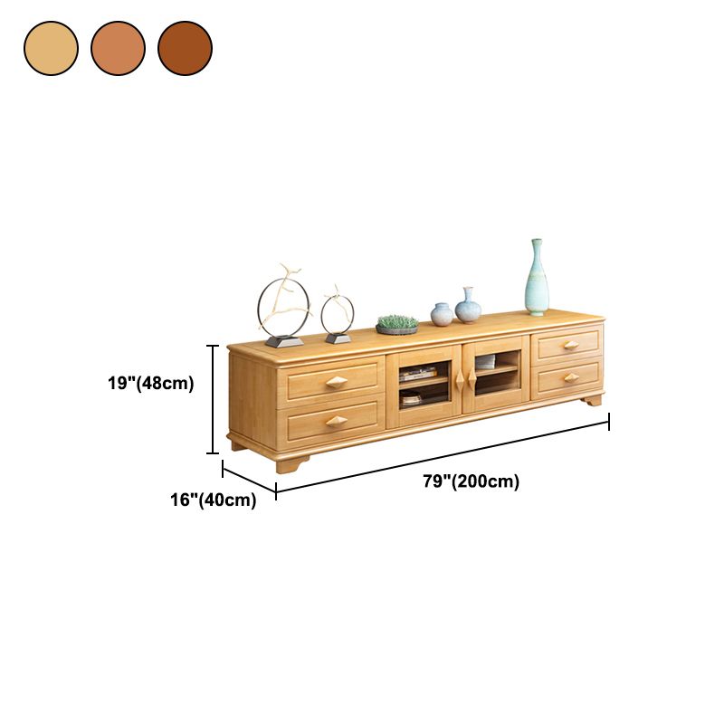 16" / 16.5" D TV Stand Solid Wood TV Console with Drawers and Doors for Living Room