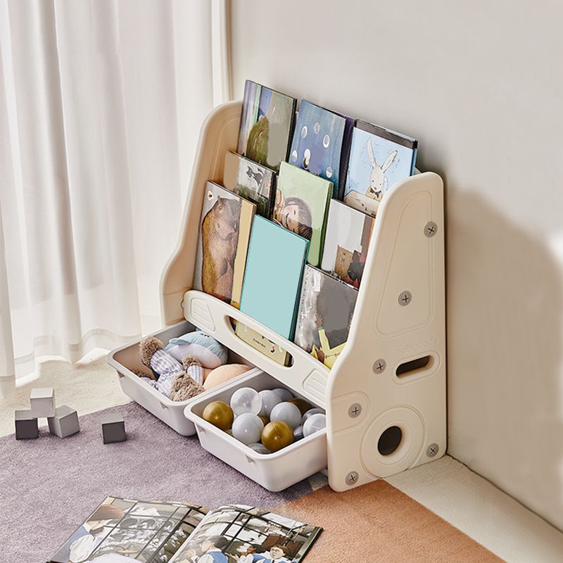 Contemporary Plastic Freestanding Book Display with 2 Storage Bins