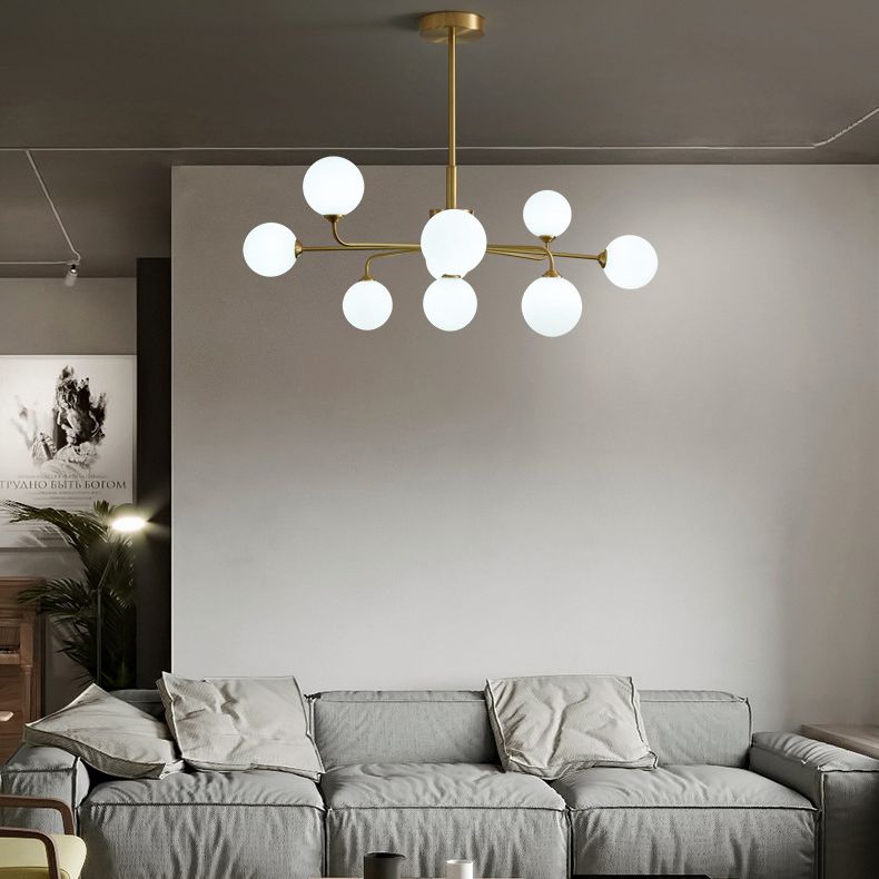 Simplicité moderne Spoutnik Pendant lustre Opal Verre Hanging Lightture pour le salon