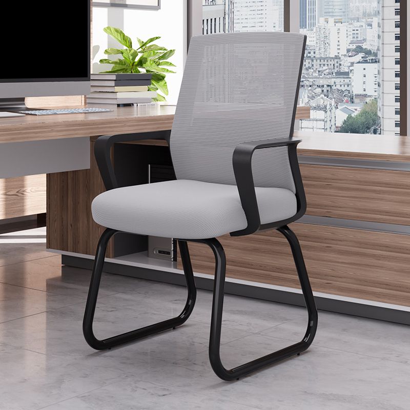 Modern Desk Chair No Wheels Fixed Arms Upholstered No Distressing Office Chair