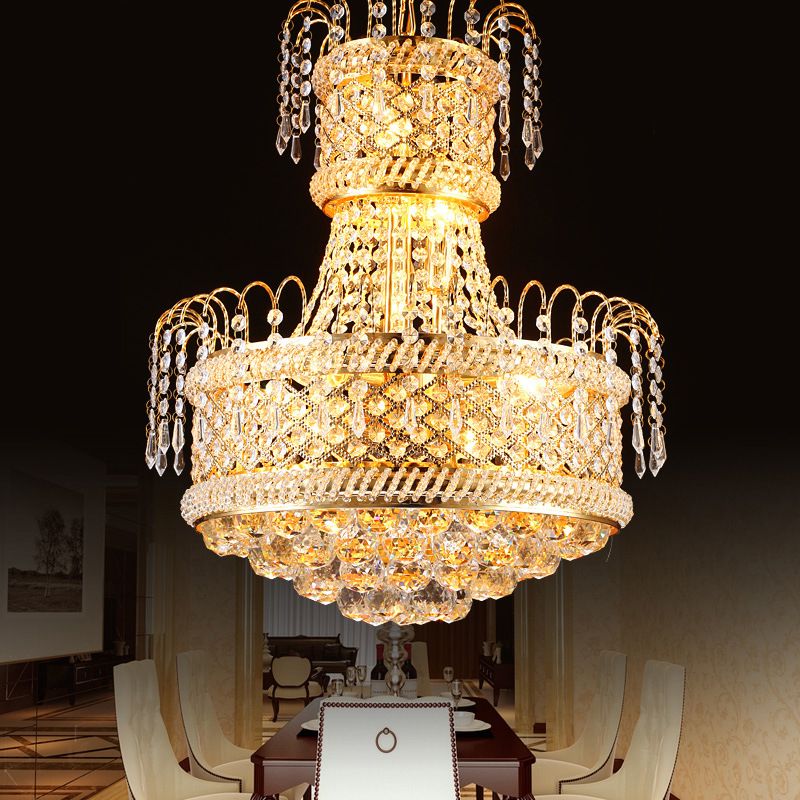 5/8 Lights Dining Room Chandelier Light Fixture Modern Gold Hanging Light with Mushroom Crystal Shade, 16"/19.5" Wide