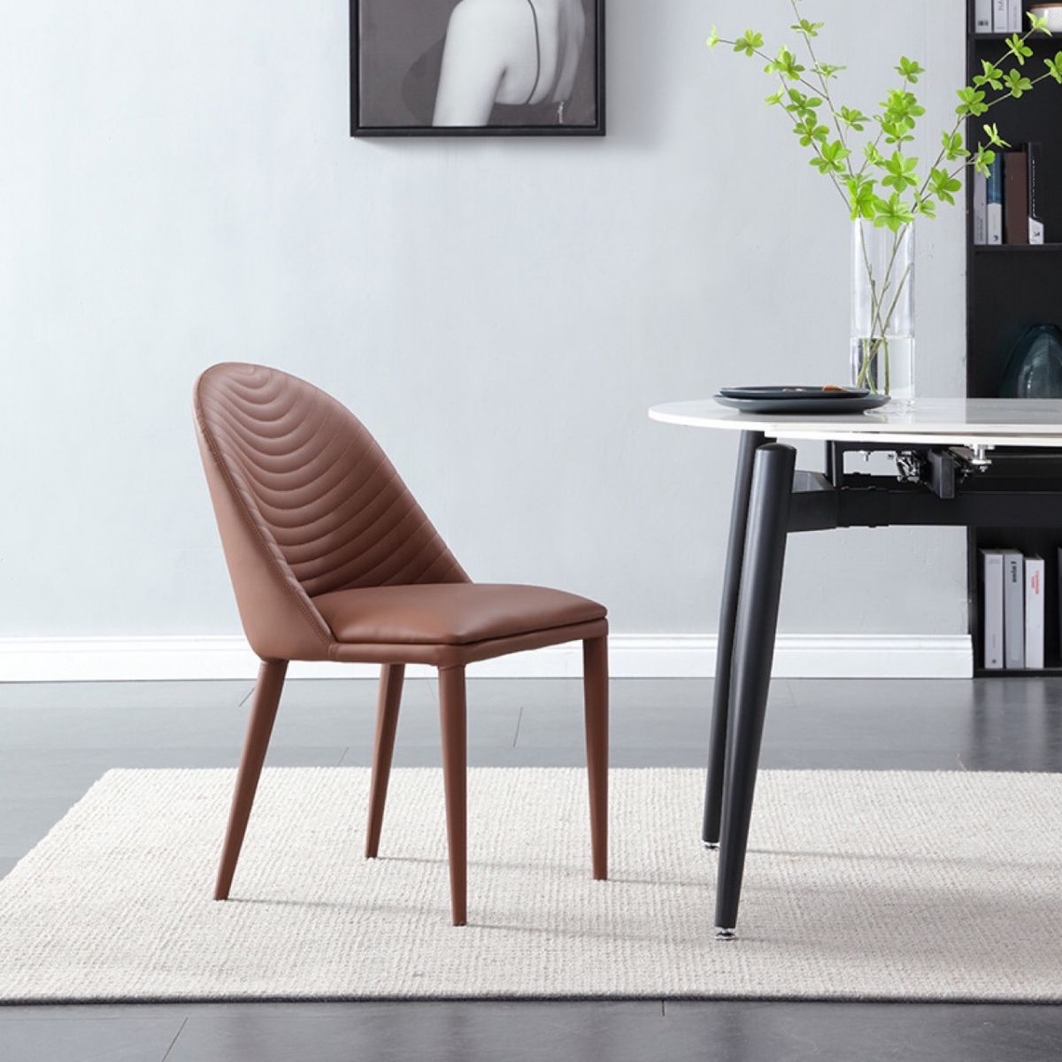 Modern Style Chair Dining Armless Chair for Kitchen with Metal Legs