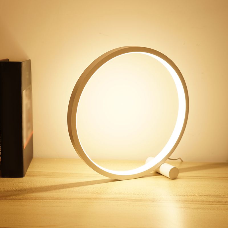 1 Light Circle Nightstand Lamp Contemporary Metal Nightstand Lamps for Bedroom