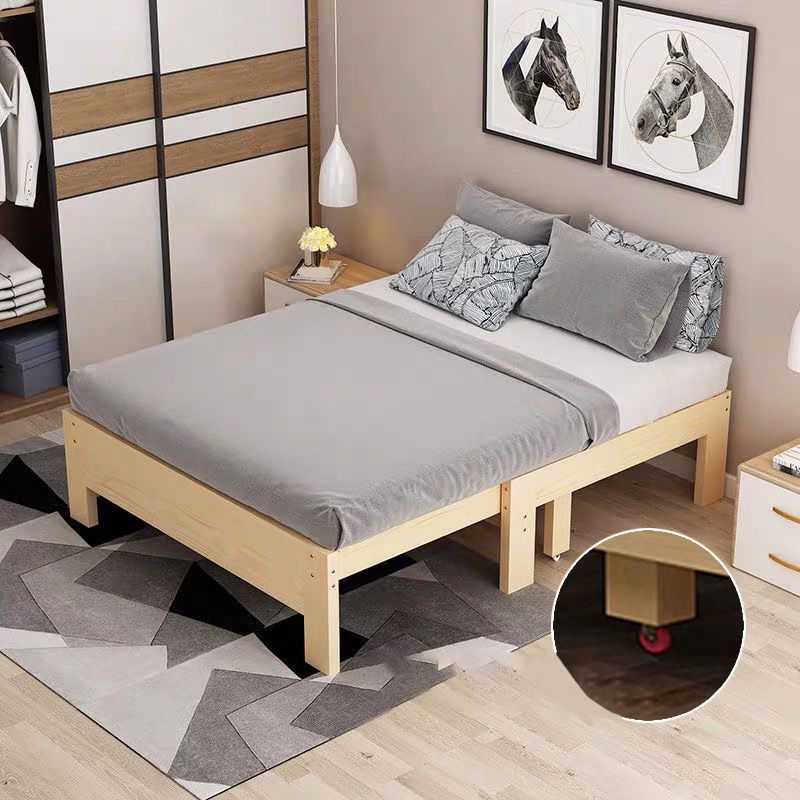 Scandinavian  Styled Natural Platform Bed Solid Wood Kid Bed