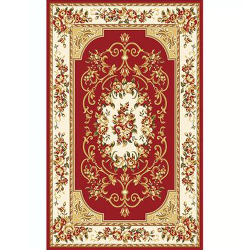 Retro Symmetrical Print Carpet Multicolor Polyester Rug Anti-Slip Backing Carpet for Living Room