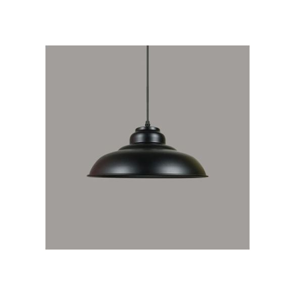 Retro Loft Dome Pendant Lighting 1 Bulb Iron Hanging Ceiling Light in Black For Kitchen