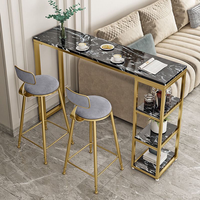 Glam Style Bar Table 42-inch Height Artificial Marble Top Bistro Table