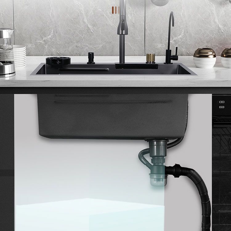 Contemporary Black Sink Stainless Steel Kitchen Sink with Soundproofing