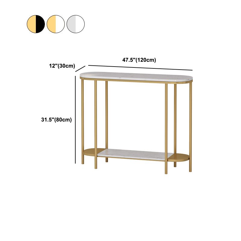 4 Legs Glam Marble/metal Oval Scratch Resistant Console Table