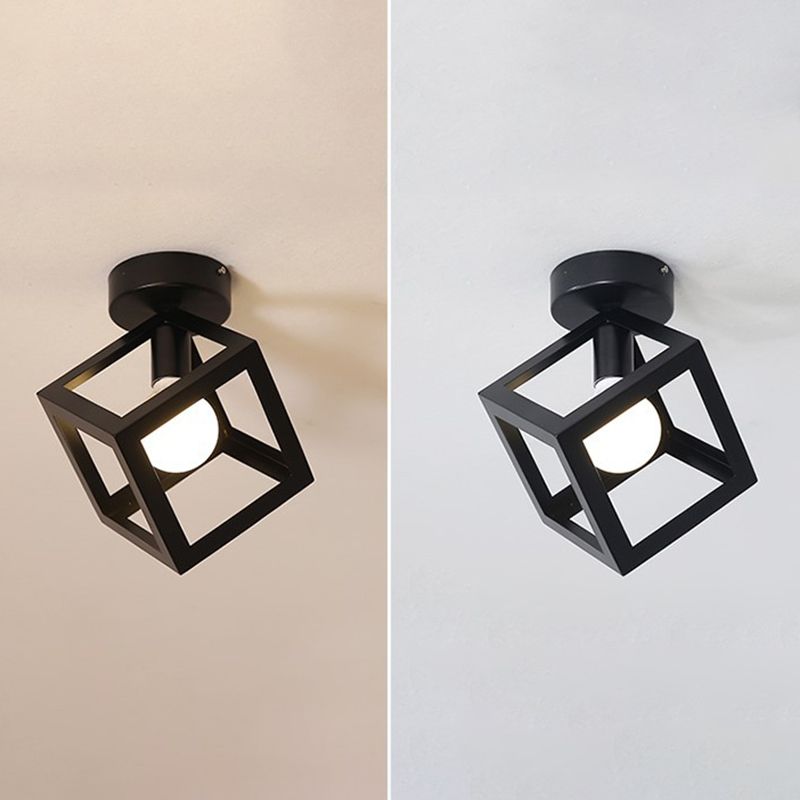 Metal Geometric Shape Flush Ceiling Light Modern 1 Light Flush Mount Light Fixture