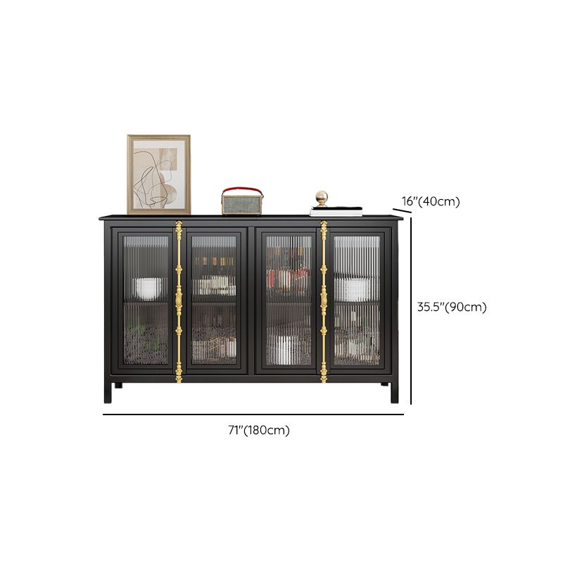 Contemporary Metal Curio Cabinet Glass Hutch Cabinet with Doors