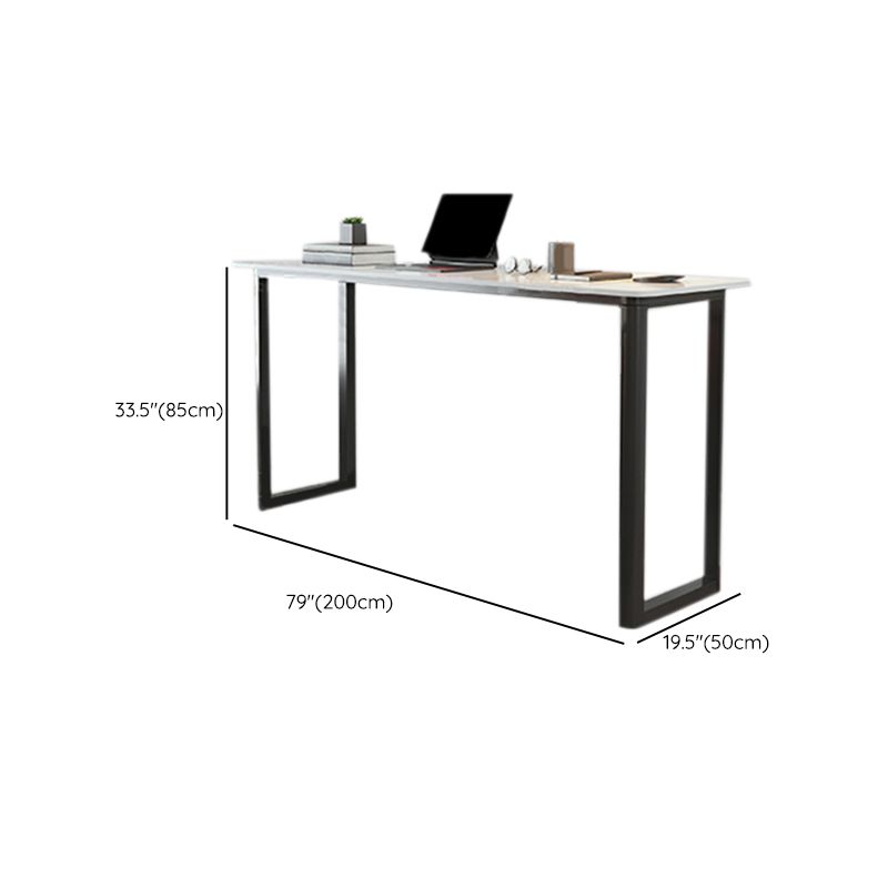 Modern Stone Office Desk Rectangular Shape Task Desk in White and Black for Home