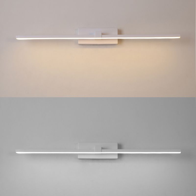 Metal linear Shade Mirro Wall Lights Modern 1 Head Wall Mount Fixture in White